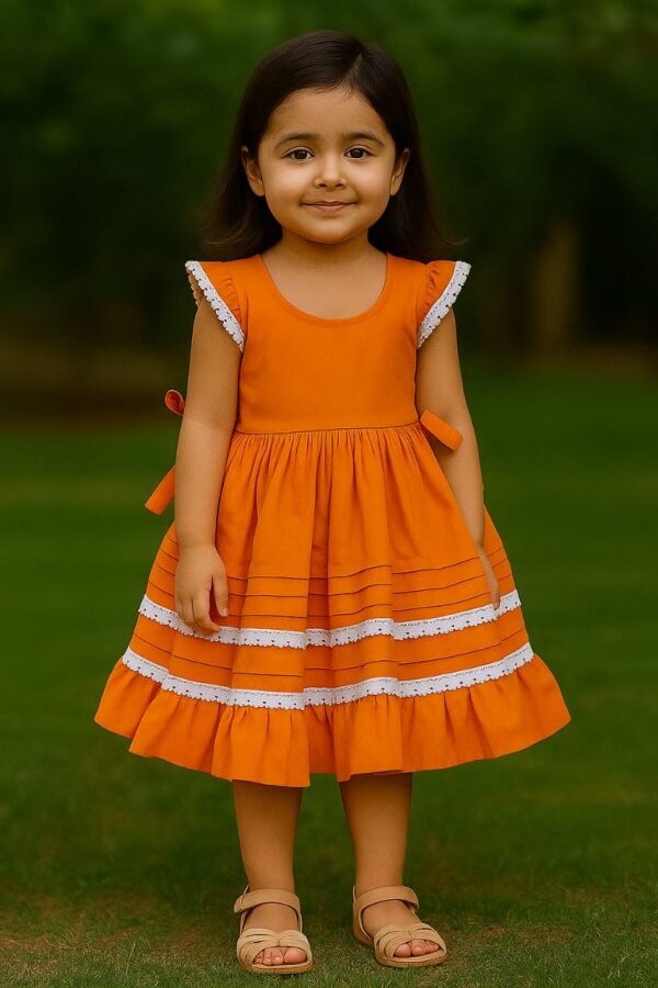 A Little Girl’s Bright and Colorful Dresses with Adorable Lace Details