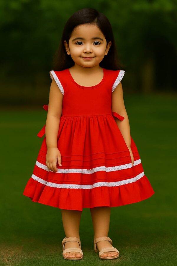 A Little Girl’s Bright and Colorful Dresses with Adorable Lace Details