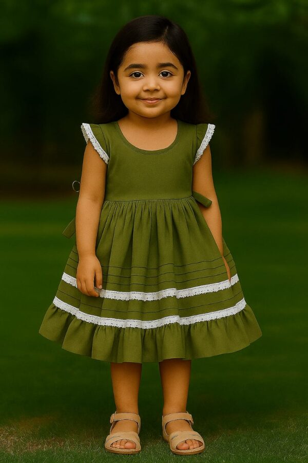 A Little Girl’s Bright and Colorful Dresses with Adorable Lace Details