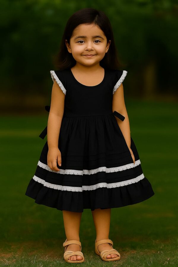 A Little Girl’s Bright and Colorful Dresses with Adorable Lace Details
