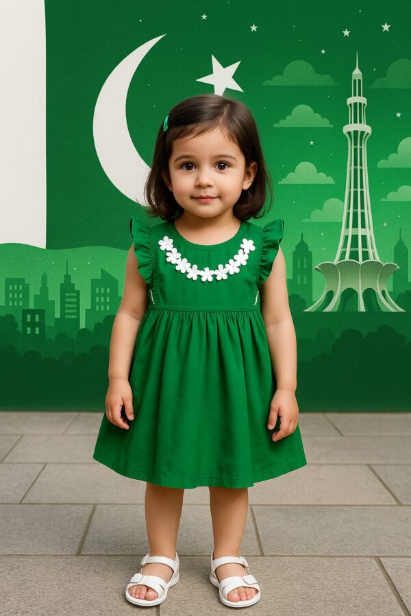 Green Blossom Frock – 14th August Special for Little Girls